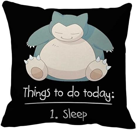 Pokemon Snorlax Things To Do Today Sleep Pillow cover Size 20x20 inch