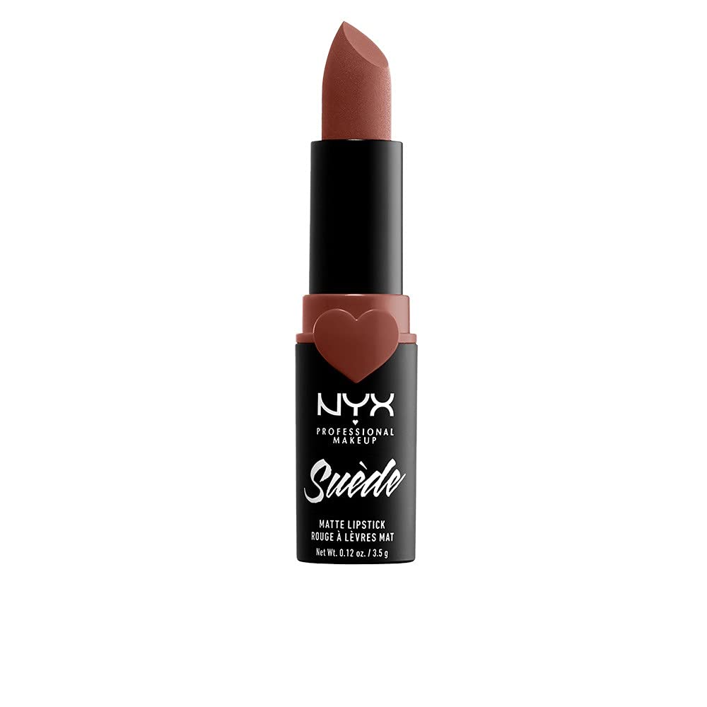 NYX Professional Makeup , Lipstick, Suede Matte Lipstick, Lightweight Powdery-Matte Finish in a Heart-Adorned Case, Velvety Plush Lip Colour, Shade: Free Spirit, 21 g