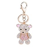 S&E Women's Gold Plated Lovely Little Bear Design Crystal Rhinestone Key Chain Keyrings Bag Ornament