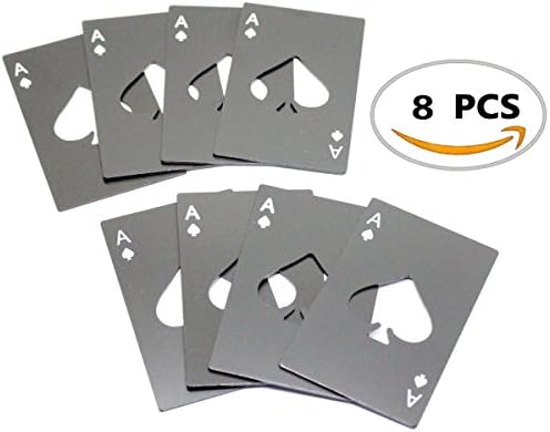 Meeall 8pcs Bottle Opener, Stainless Steel Credit Card Size Casino Bottle Opener for Your Wallet, Beer Bottle Opener (Black)