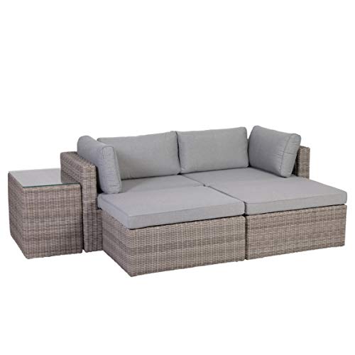 Greemotion 131847 Palma Rattan Lounge-Set, grau, BxHxT ca. 93x65x71 cm