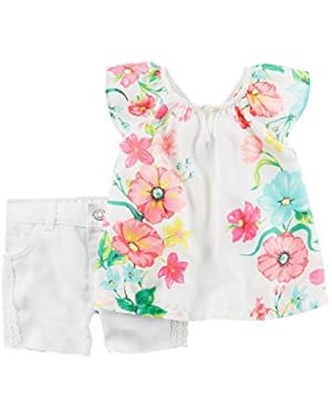 Baby Girls' Flutter Sleeve Floral Tank Set