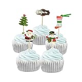 PARTYMASTER Christmas Party Decorations Food Toothpicks Cupcake Muffin Toppers Mixed Packaging,24pcs