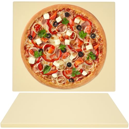GOOD GAIN Pizza Stone for Oven Grill - Cordierite Baking Stone for Bread, Pies | 16'' x 14'' Rectangular Oven Stones for Cooking | Indoor,Outdoor | Durable, Heat Shock Resistant (Beige)