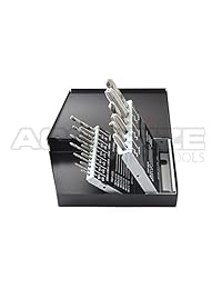 AccusizeTools   Juego de taladro y desbarbe de 18 unidades, H.S.S, métrico, #0001 0052