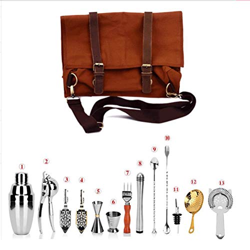 Cocktail Shaker Set mit Bartender Kit Roll Bag Cocktailmixer Set, 13 Teileig, aus Edelstahl inkl. Cocktail-Shaker… – Bild 2