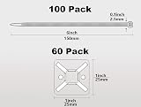 Oksdown Black Cable Ties 100pk & 60 Self Adhesive Mount Clips 150mm Zip Ties view 3
