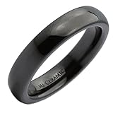 MJ 4mm Beautiful Black Ceramic Wedding Ring Classic High Polished Band