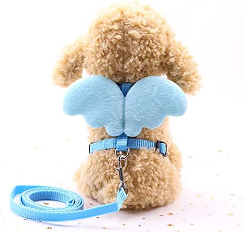 K.T Dog Cat Pet Leash Harness Collar Set with Angel Wings for Small Medium Dogs Pets