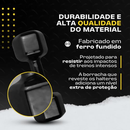 Halter 5KG Emborrachado Sextavado Premium Treino Profissional Corpo e Vida Fitness