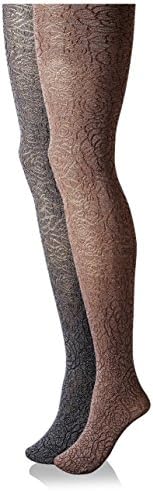 Emilio Cavallini Women's 2-Pack Heathered Flowers Tight Set, Heather-Espresso/Heather-Gray, S/M
