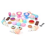 Kinder Toys Network Value Pack Sweet Treats Toy Food Set (30 Pcs) with Ice Cream, Donuts, Macarons, Chocolate Bars, Cookies