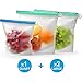 Reusable Silicone Food Storage Bags 3 Pack - 2 Large Food Bags 50OZ & 1 Quart Silicone Bag - Reusable Freezer Bags Leakproof - Reusable Sandwich Bags Dishwasher Safe - Silicone Sous Vide Bags Airtight