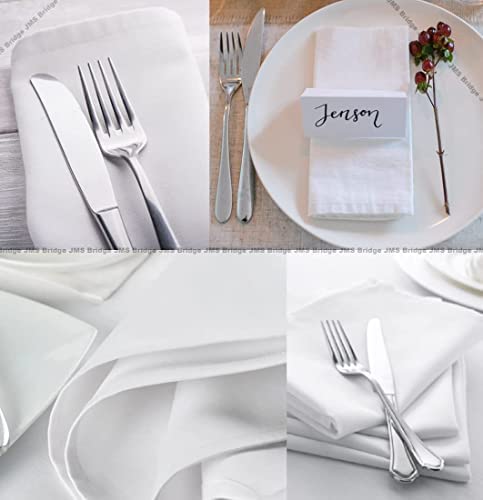 COTTON NAPKINS WHITE HANDMADE TABLE COCKTAIL DINNER LINEN - 50cm x 50cm - Set of 10 - Oversized Heavy Weight Cloth Napkin. Hotel, Home, Weddings, Restaurant & Event Quality.