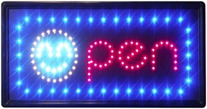 Construction Smiley Open Sign with 10 x 19 Inches Animated Motion LED Neon Light with On/Off and 2-Way Switch and Chain (LED-OPS04)