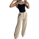 ChicMe Womens 2 Piece Outfits Summer Casual Sleeveless Slim Fit Tops and Striped Pants Lounge Set