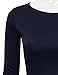 NINEXIS Women's Round Neck 3/4 Sleeve Peplum Top NAVY L