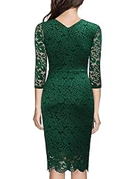 Vestido estilo lápiz de encaje floral con volantes y cuello en V profundo para mujer Miusol