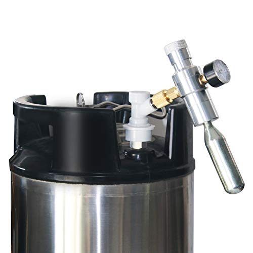 Beer Keg Charger CO2 Dispenser - Includes Keg Regulator 0-30 PSI, 3/8" Thread Adapter, Gas Ball Lock Quick Disconnect for Homebrewing