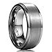 King Will BASIC 8mm White Tungsten Ring Wedding Band Step Edge Brushed Center Any Size 10.5
