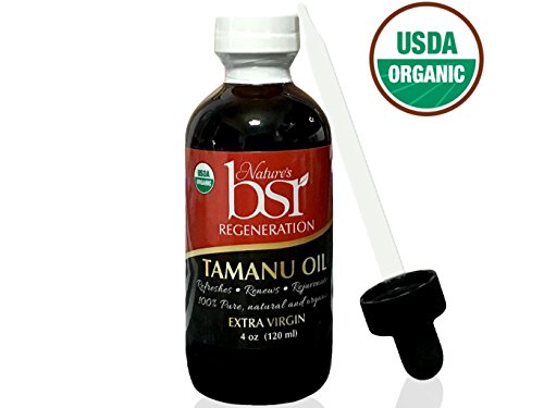 Nature's bsr Tamanu Oil, Huge 4oz Certified Organic 100% Pure, Cold Pressed Unrefined for Skincare