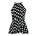 2018 New Women's Casual Dot Print Ruffles Chiffon Blouse Sleeveless O-Neck Tops by E-Scenery