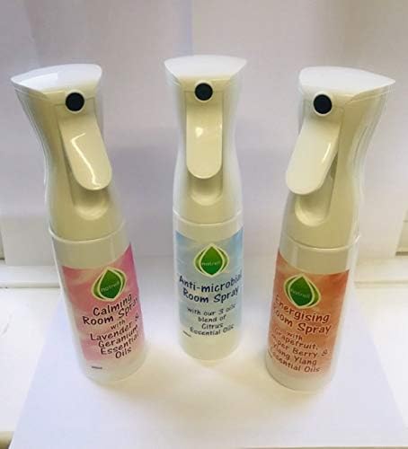 Natrell 3 x 300ml Room Sprays.Essential Oils.1 Each Calming, Energising, Anti-microbial