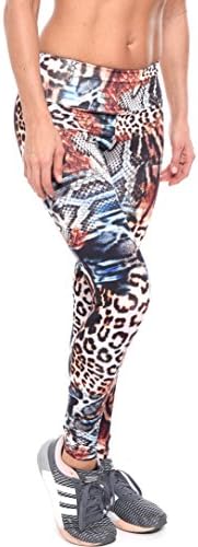 Women Yoga Workout Leggings Fitted Stretch Sports Tights by Lino Fitness (XS/S (0-4), Brown/Black Animal Print)