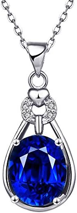 Lovav Party Prom Inlaid Blue Oval Crystal Platinum Plated Women's Elegant Pendants Necklace