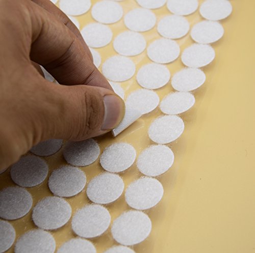 Vkey 720pcs ( 360Pair Sets) 16mm Diameter Sticky Back Coins Hook & Loop Self Adhesive Dots Tapes (White)