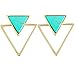 SUNYIK Green Howlite Turquoise Triangle Stud Earrings,Ear Jacket,for Women