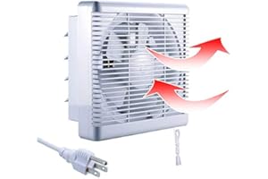 SAILFLO 8 Inch Wall Mounted Exhaust Fan Double Direction Air Extractor for Bathroom Kitchen Attic Window Basement, 8" Propell