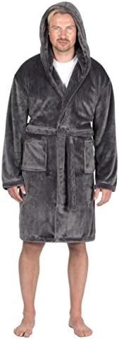 Men's Hooded and Non Hooded Soft Plain Dressing Gown (XX-Large, Charcoal)