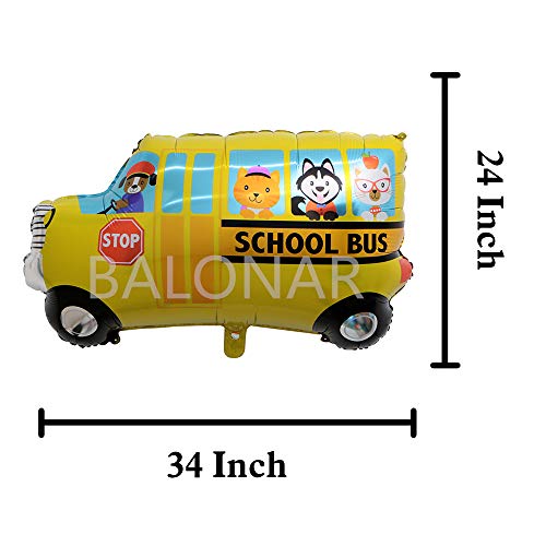BALONAR 7PCS Train Ambulance Police Car School Bus Fire Truck Tank Foil Balloons Vehicles Balloons for Child Birthday Party Supplies Cute Baby Shower Decorations