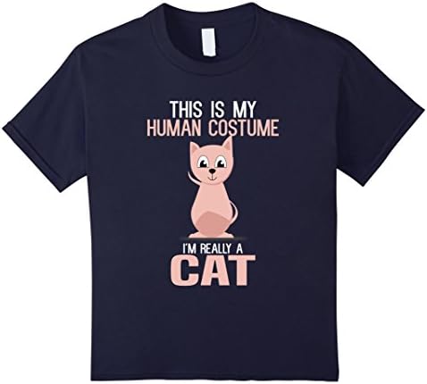 Kids This Is My Human Custome Im Really A Cat Lovers T-shirt 6 Navy