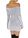 Simplee Apparel Women's Long Sleeve Off Shoulder Knitted Sweater Dress,Gray,One Size,Gray,One Size