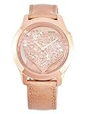Guess Rose Gold-Tone Clear Heart Watch