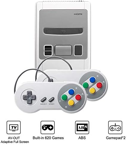 FAITHPRO Game Console Mini SNES Family TV Video Gamepad Built-in 620 Video Games Retro Classic AV TV Double Joystick EU Plug for Adults & Kids