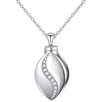 DAOCHONG 925 Sterling Silver Cremation Jewelry Forever in My Heart Ashes Keepsake Urns Pendant Necklace for Women, 20 Inch Rolo Chain
