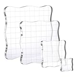 Whaline 4 Pieces Stamp Blocks with Grid and Grip, Acrylic Clear Stamping Blocks Set Essential Stamping Tools for Scrapbooking Crafts Making
