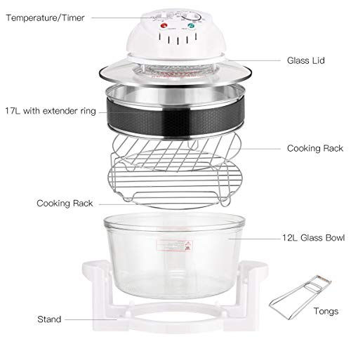 1300W Infrared Halogen Convection Turbo Oven Cooker Glass Bowl Tempered Heat Resistant Glass - Thumbnail 6