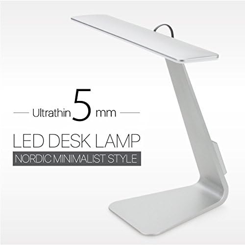 Ultrathin LED Desk Lamp Mac Style Reading Table Lamp Built in Battery Like Macbook Mac Home Studying Working (Silver)