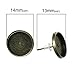 HOUSWEETY 50PCs Round Cabochon Settings Earring Post (Fit 12mm) W/Stoppers
