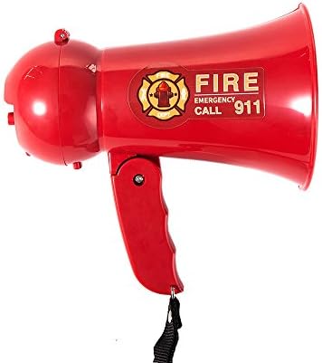 MyMealivos Pretend Play Kids Fire Fighter's Megaphone (Bullhorn) with Siren Sound. Handheld Mic Toy