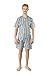 Men's Woven Pajama V-Neck Sleepwear Short Sleeve Shorts and Top Set, Sizes S/4XL