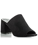 RF ROOM OF FASHION Women's Slip On Peep Toe Mules Stacked Chunky Heel Heeled Sandals