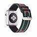 Stripe Woven Nylon Leather Band Strap Stylish Replacement Wristband Bracelet Compatible with 44mm 42mm Apple Watch Series 4/3/2/1 (Black Green Red)