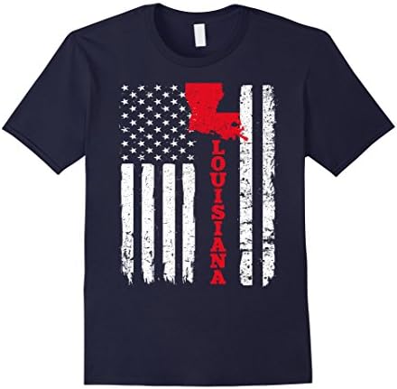 Mens Louisiana Shirt: USA American Flag State Native Born T-Shirt Large Navy