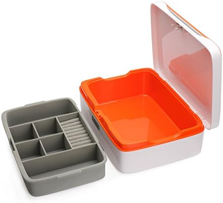 Locking Combination Medicine Box Child Proof Storage Container ABS Material, Easy Carring Moving and More Safety (7L, Orange)