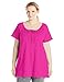 Just My Size Women's Plus-Size Slub Jersey Crochet Trim Tunic with Drawcord, Amaranth, 4X